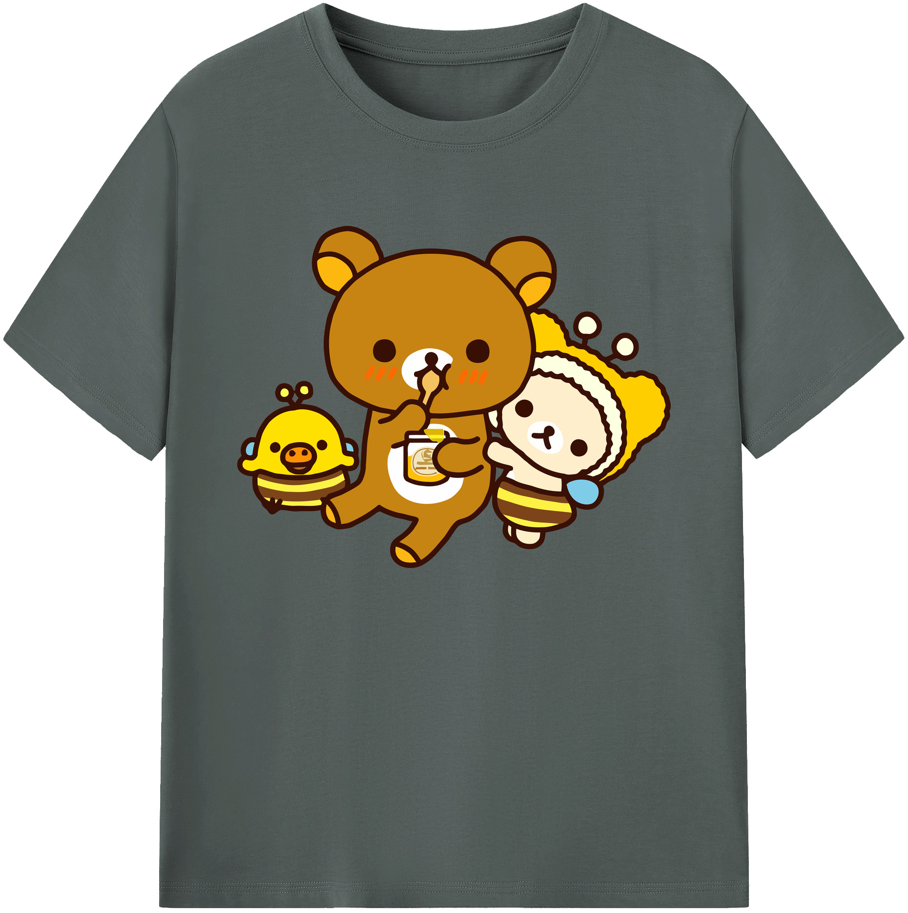 （画像用） リラックマ リラックマ キイロイトリ Rilakkuma Korilakkuma Kiiroitori 綿100％ メンズ半袖Tシャツ｜肌触りやわらか＆通気性